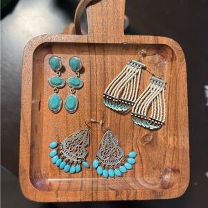 Turquoise and Silver Earring Set